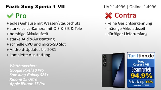 Fazit Sony Xperia 1 VII